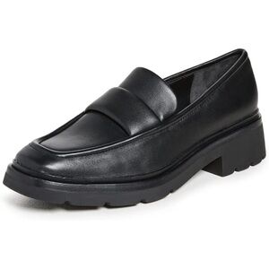 $350 Vince Women's Robin Loafers Black Leather Lug Sole Heel Slip On 5 35